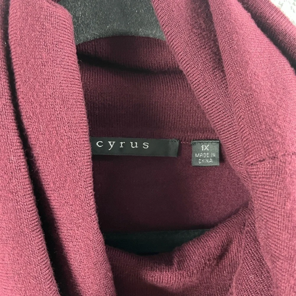 Cyrus Women’s Deep Burgundy Cowl Neck Sweater Sz 1X Fall winter Wear Cozy Comfy